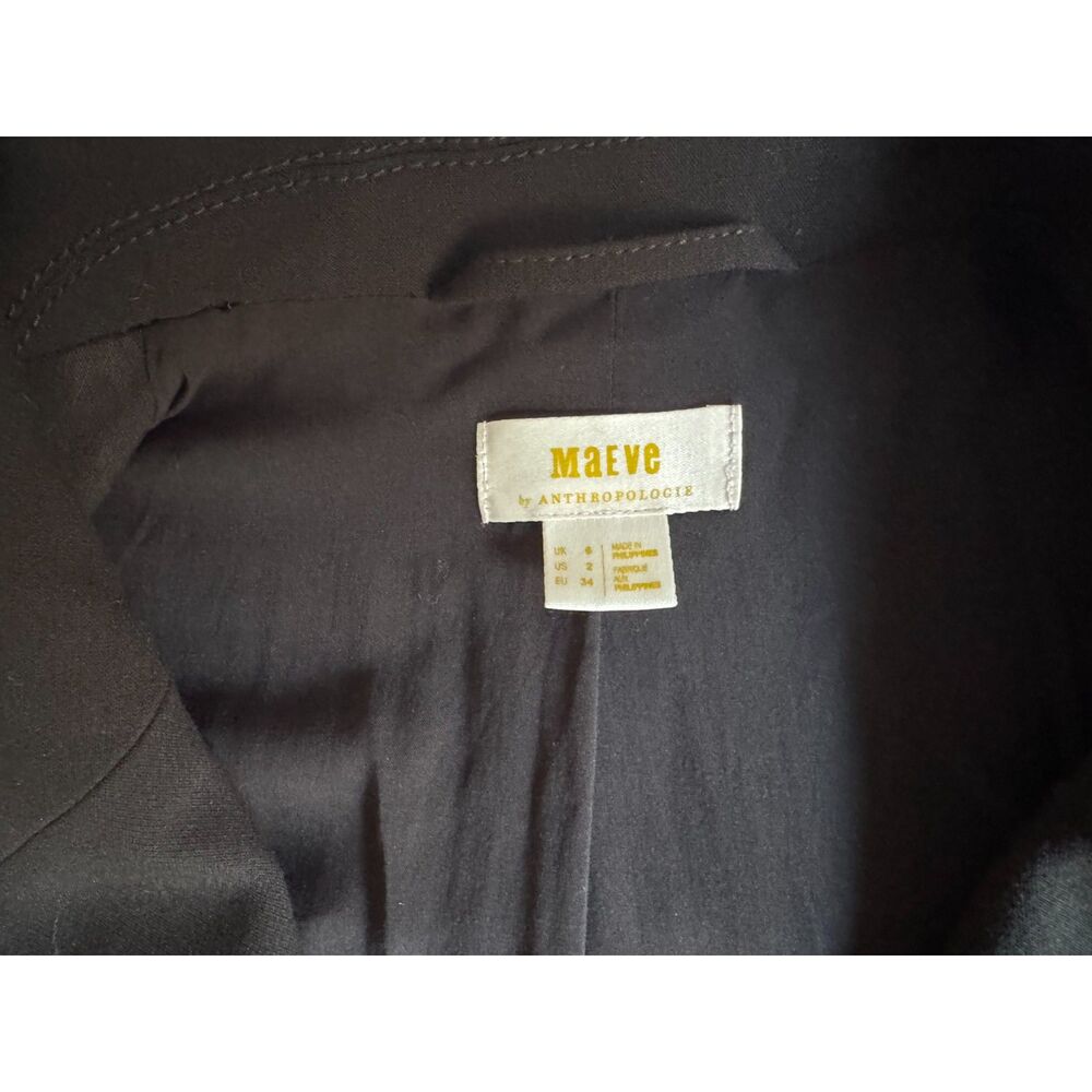 Maeve by Anthropologie Black Double Breasted Blazer Jacket | Size 2 - Picture 3 of 9